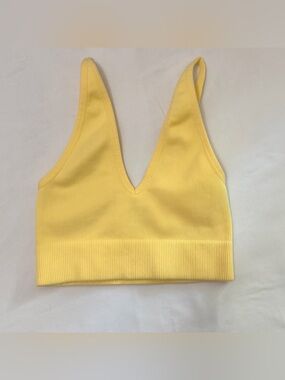 Garage Butter Yellow Ribbed V-neck